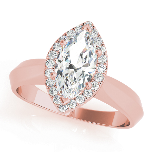 Marquise Shape Solitaire Halo Engagement Ring