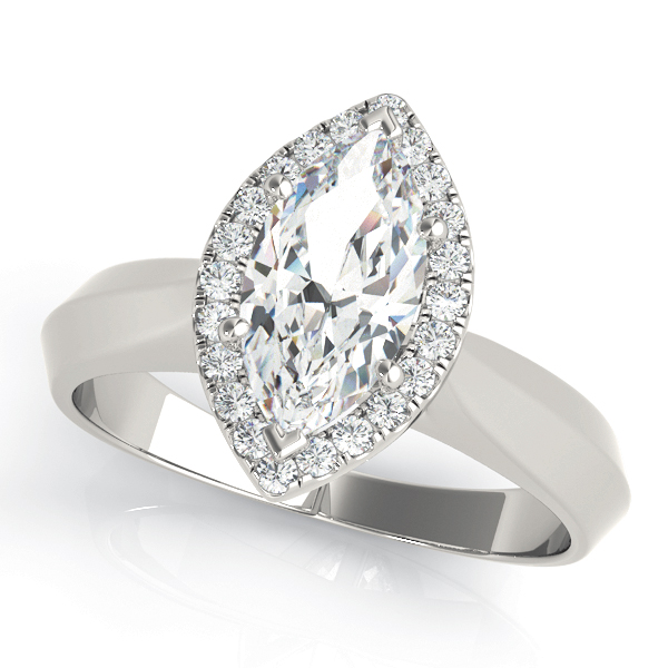 Marquise Shape Solitaire Halo Engagement Ring