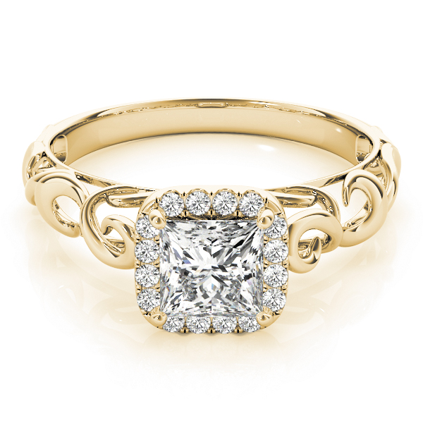 The Simone Halo Engagement Ring, set view