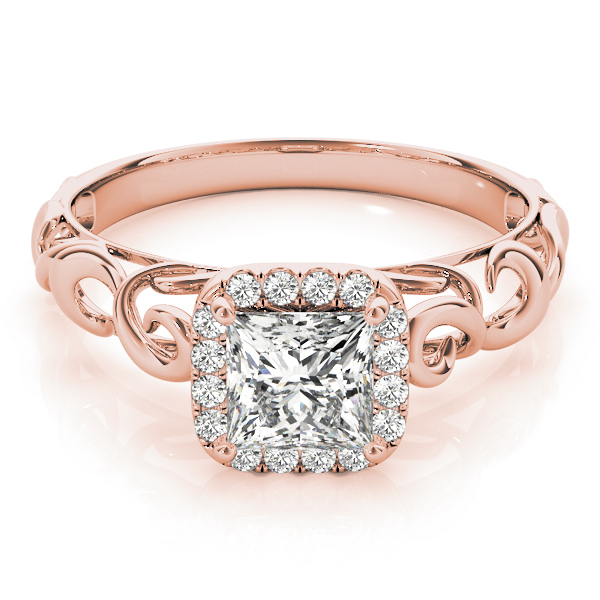 The Simone Halo Engagement Ring, set view