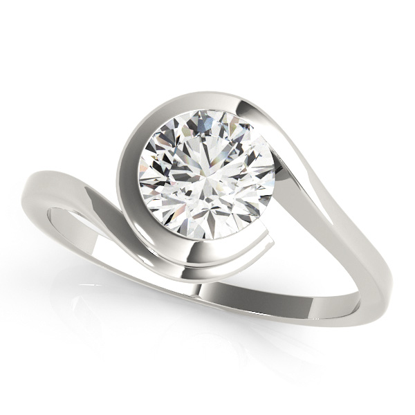 Bypass Swirl Solitaire Engagement Ring