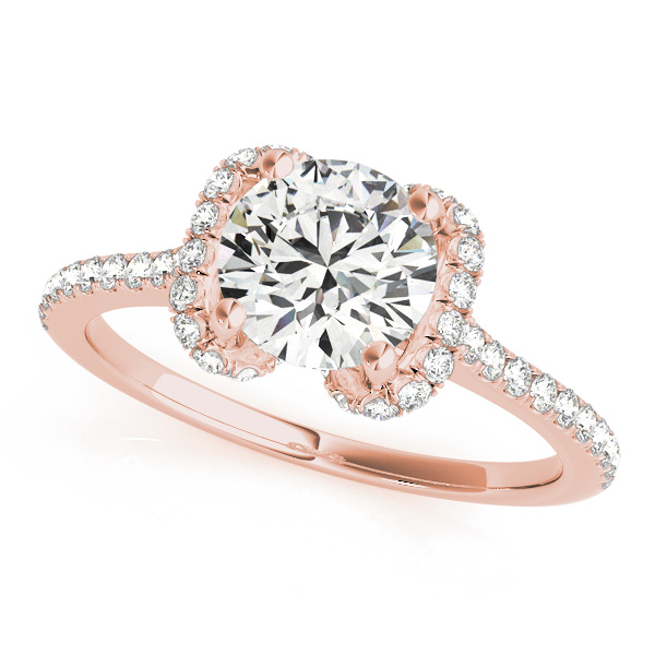 Single Row Halo Round Engagement Ring