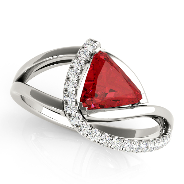 Single Row Twisted Trillion Cut Engagement Ring