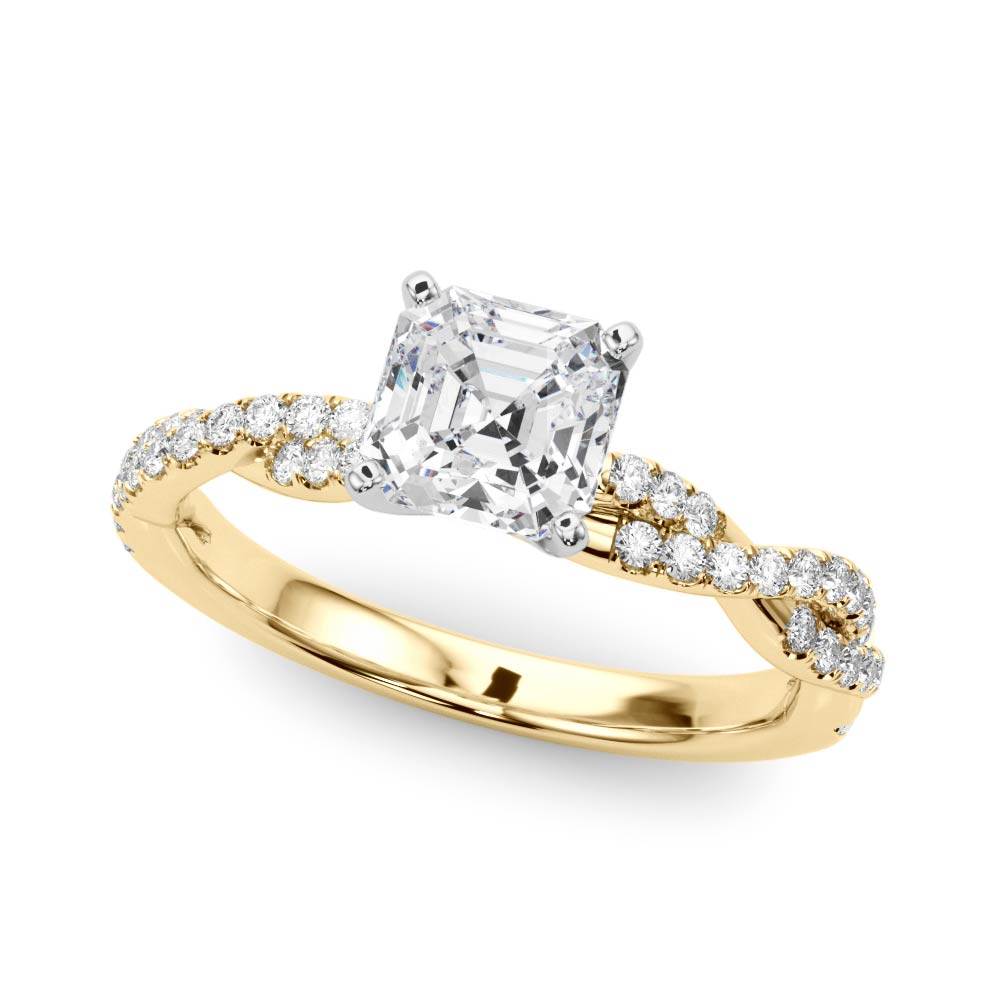 Twisting Diamond Adorned Engagement Ring