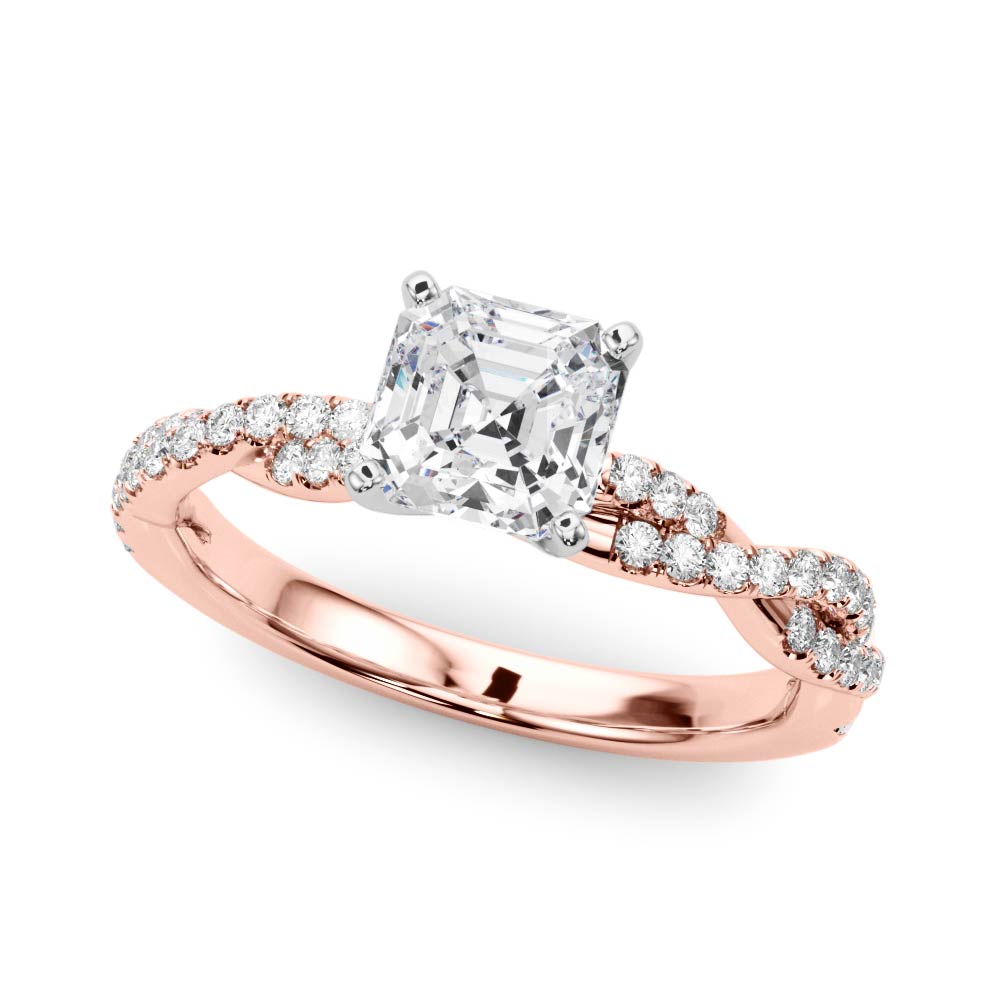 Twisting Diamond Adorned Engagement Ring