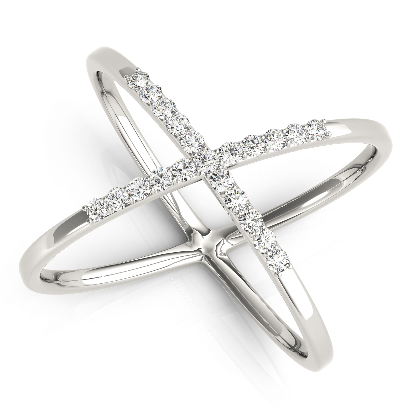 X-Shaped Shared Prong Fashion Rings