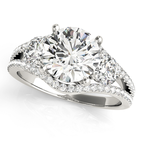 3-Stone Double Row Split Shank Engagement Ring