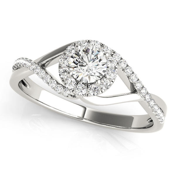Bypass Halo Twisted Shank Engagement Ring