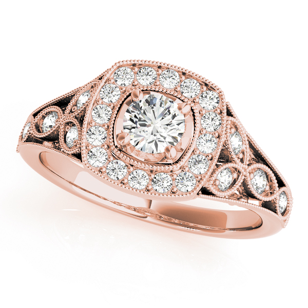 Vintage Style Halo Milgrain Engagement Ring