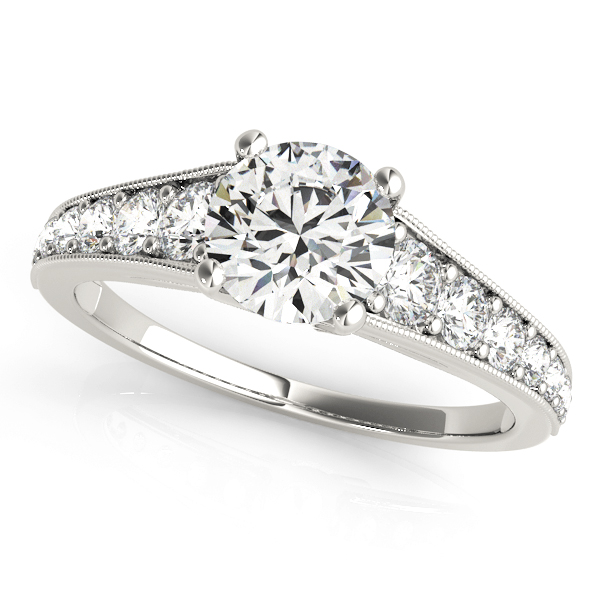 Graduating Single Row Milgrain Round Engagement Ring
