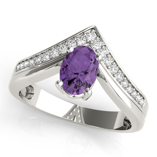 V-Shaped Prong In Channel Oval Color Ring