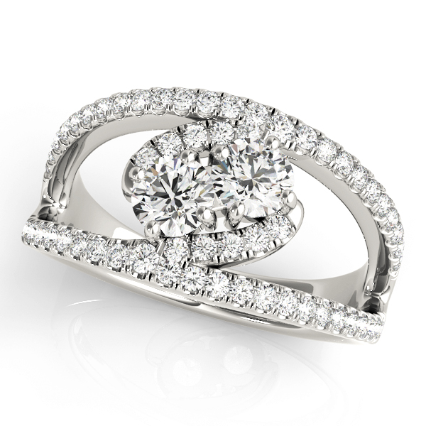 2-Stone Split Halo Fashion Ring