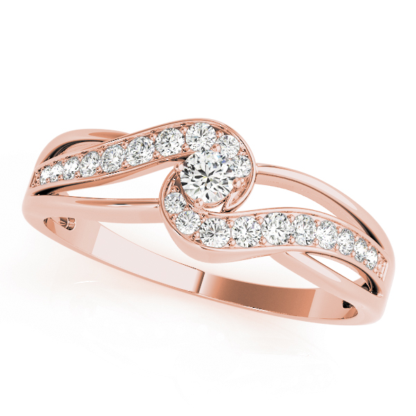 Bypass Swirl Round Cut Engagement Ring