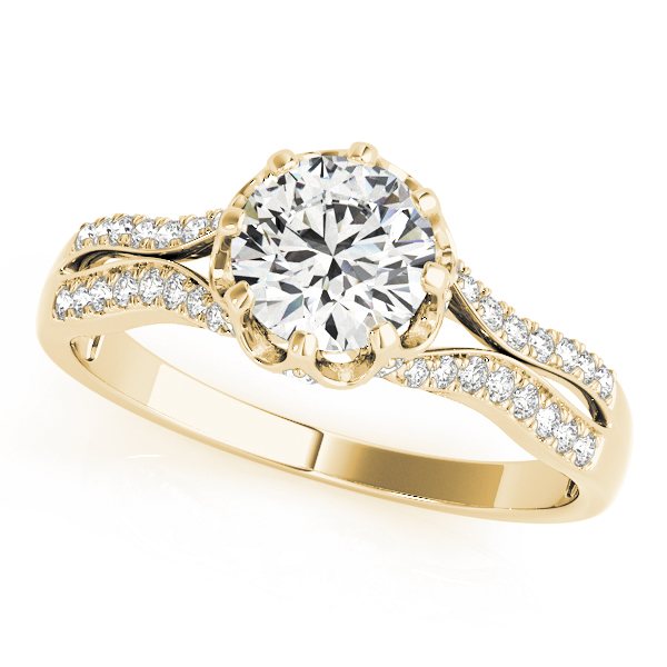 Round Hidden Halo Split Shank Engagement Ring