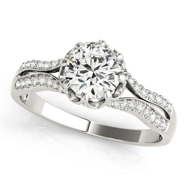Round Hidden Halo Split Shank Engagement Ring