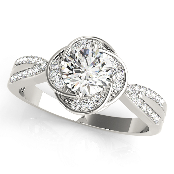 Multirow Twisted Halo Engagement Ring
