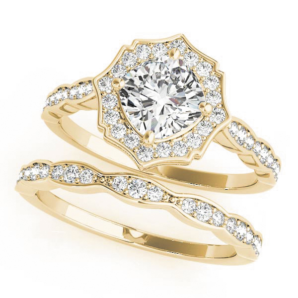 The Celine Halo Engagement Ring, set view
