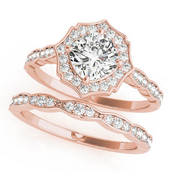 The Celine Halo Engagement Ring, set view