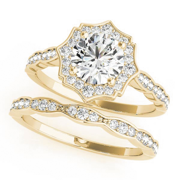 The Elise Halo Engagement Ring, set view