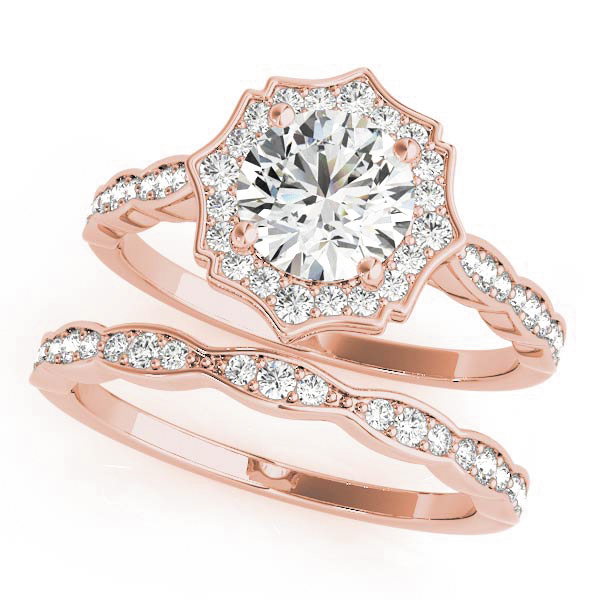 The Elise Halo Engagement Ring, set view