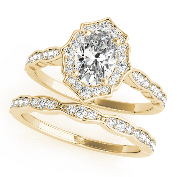 The Luna Halo Engagement Ring, set view