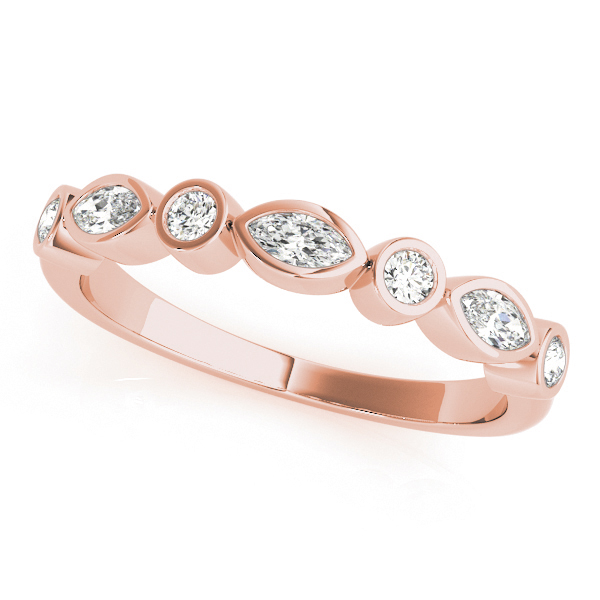 Alternating Round & Marquise Bezel Set Band