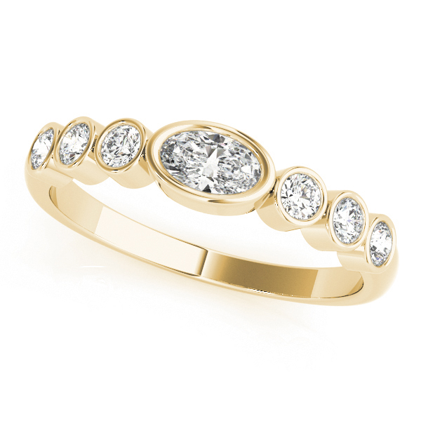 Bezel Set Stackable Oval Center Wedding Band