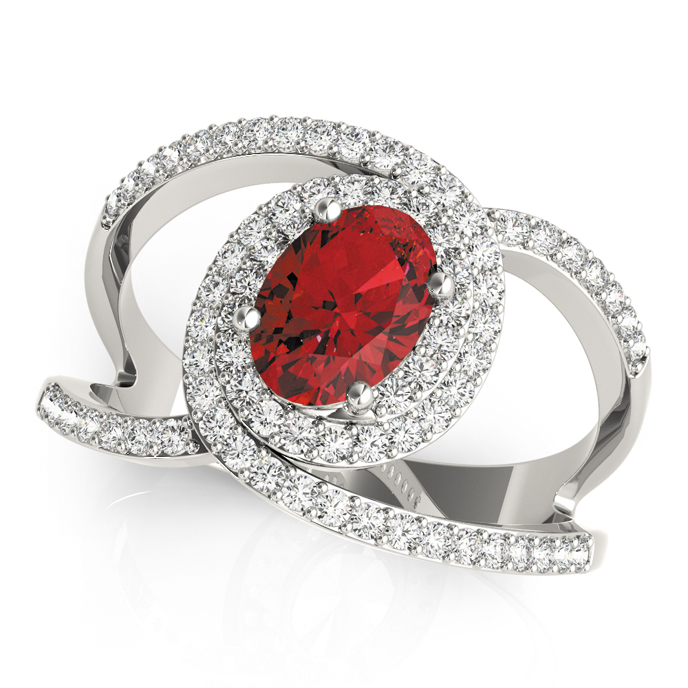 Double Halo Oval Shape Engagement Rings