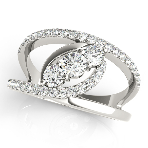 Bypass 3-Stone Split Shank Fashion Rings