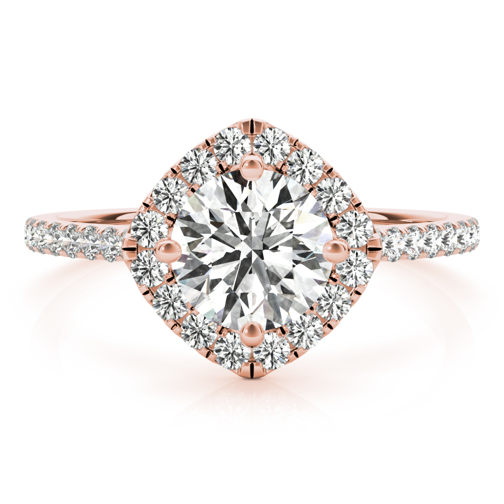 The Dorothea Halo Engagement Ring, upright view