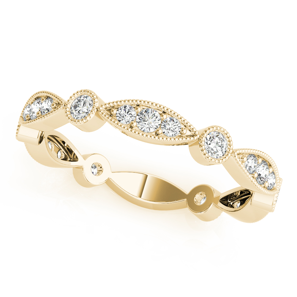 Bezel Set Stackable Milgrain Wedding Band