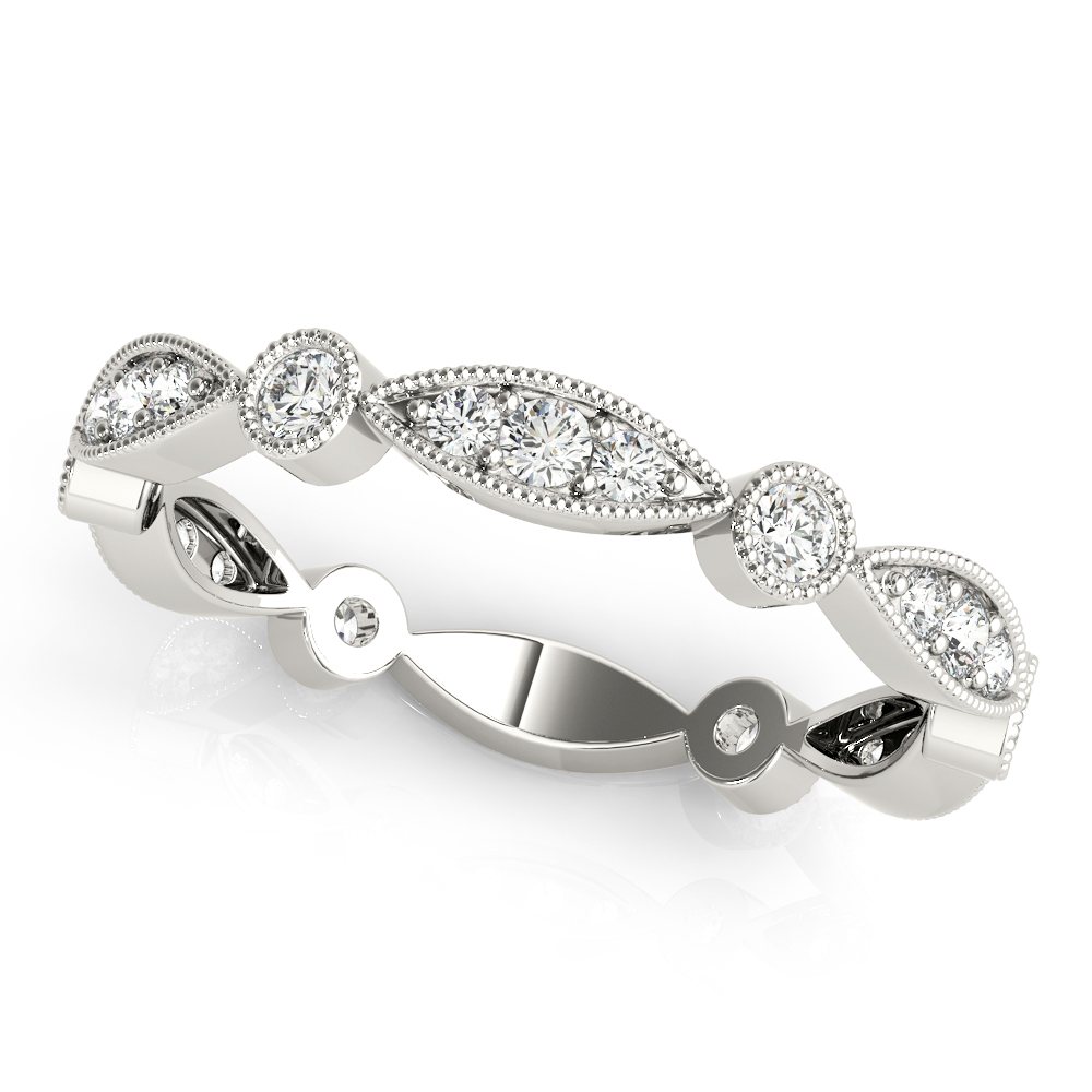 Bezel Set Stackable Milgrain Wedding Band