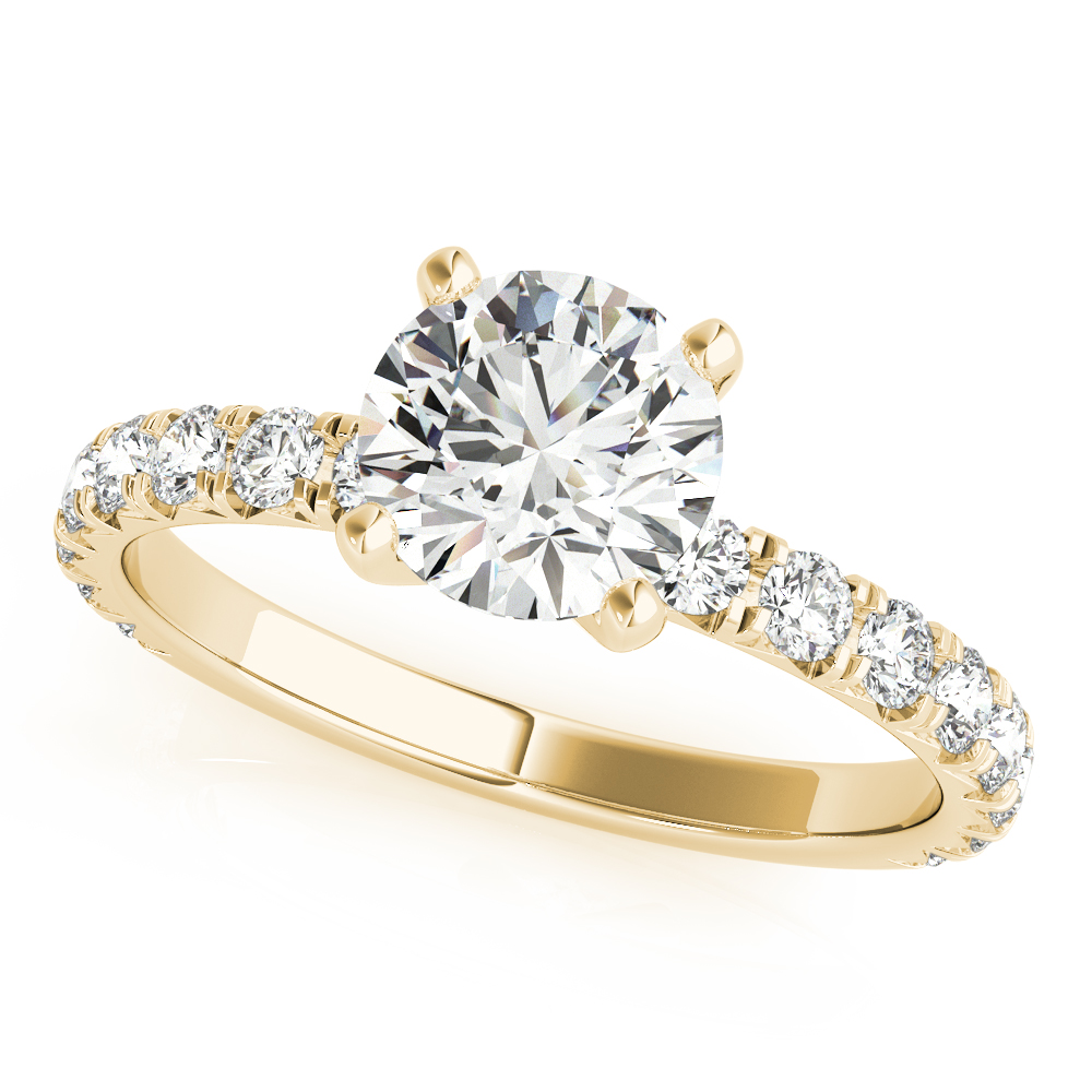 French Cut Round Engagement Ring