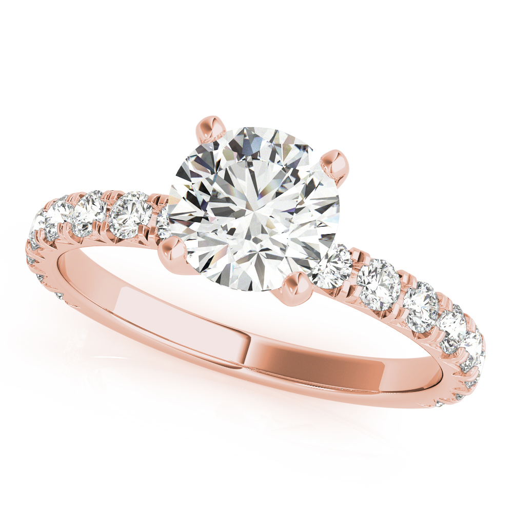 French Cut Round Engagement Ring