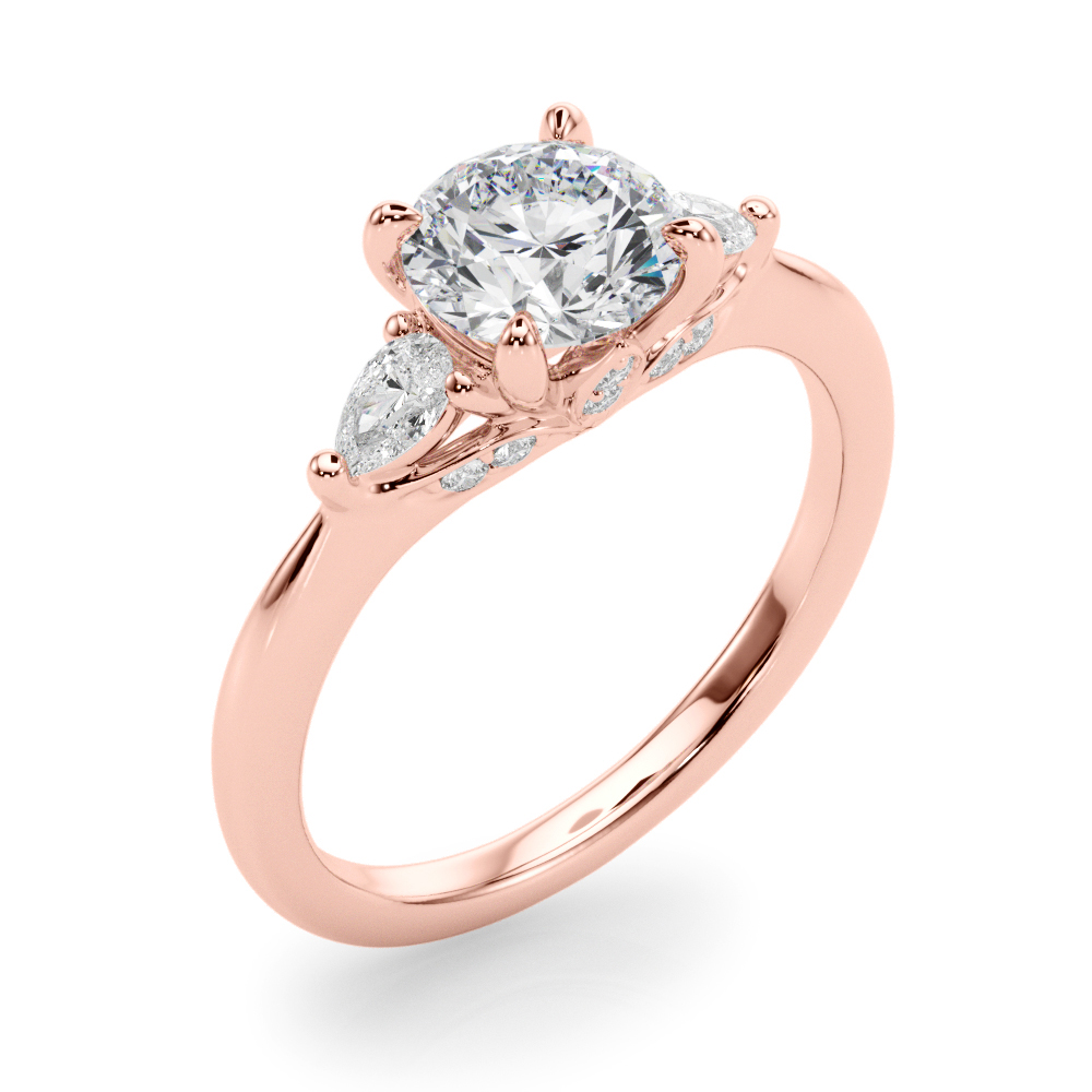The Lila Three-Stone Engagement Ring, angled view