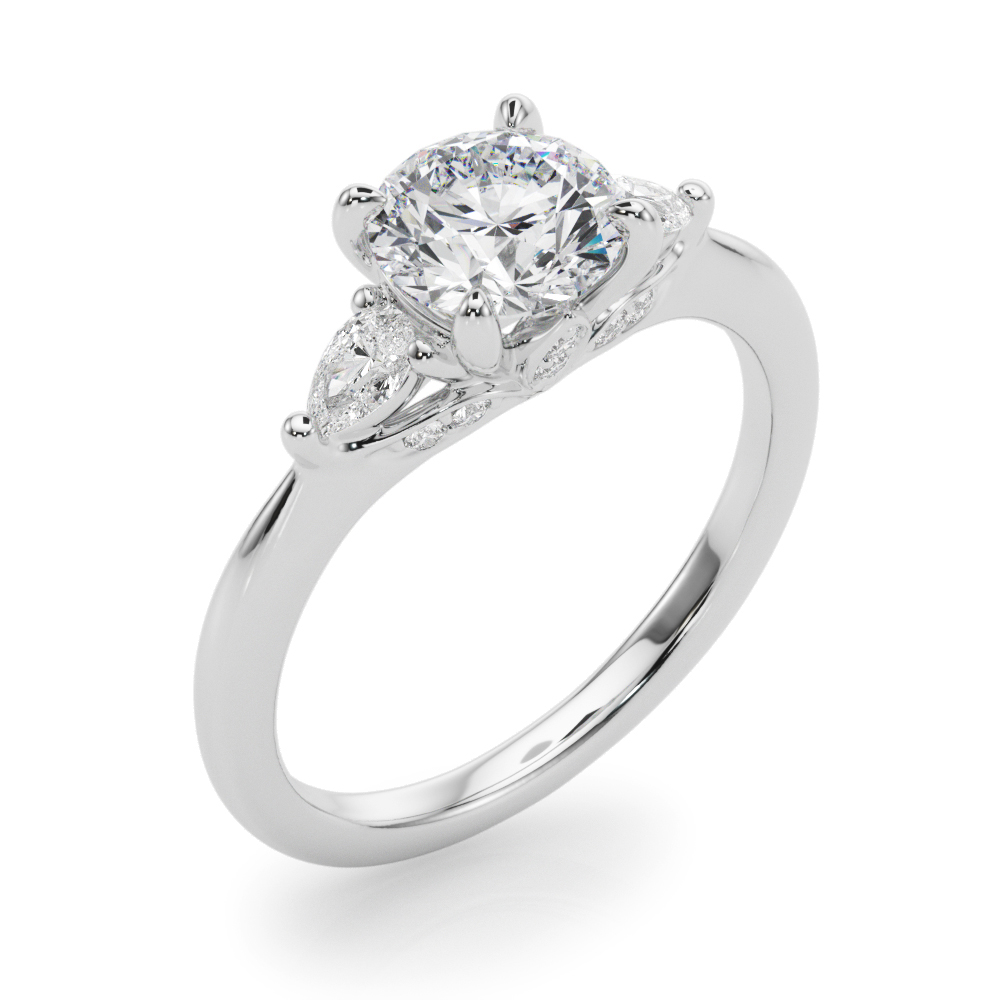 The Lila Three-Stone Engagement Ring, angled view