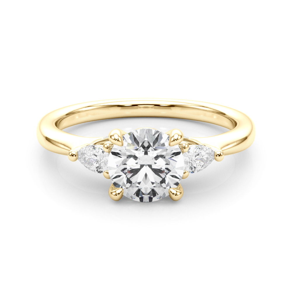 The Lila Three-Stone Engagement Ring, set view