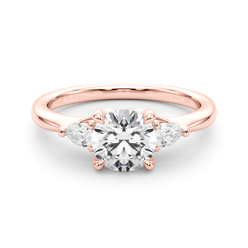 The Lila Three-Stone Engagement Ring, set view