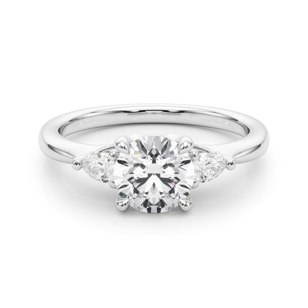 The Lila Three-Stone Engagement Ring, set view