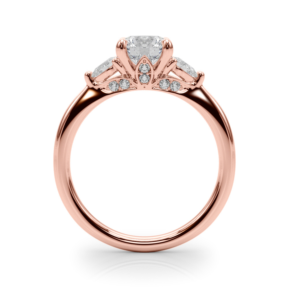 The Lila Three-Stone Engagement Ring, side view