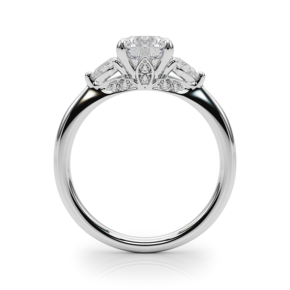 The Lila Three-Stone Engagement Ring, side view