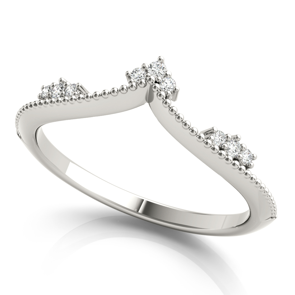 Chevron Milgrain Diamond Wedding Band