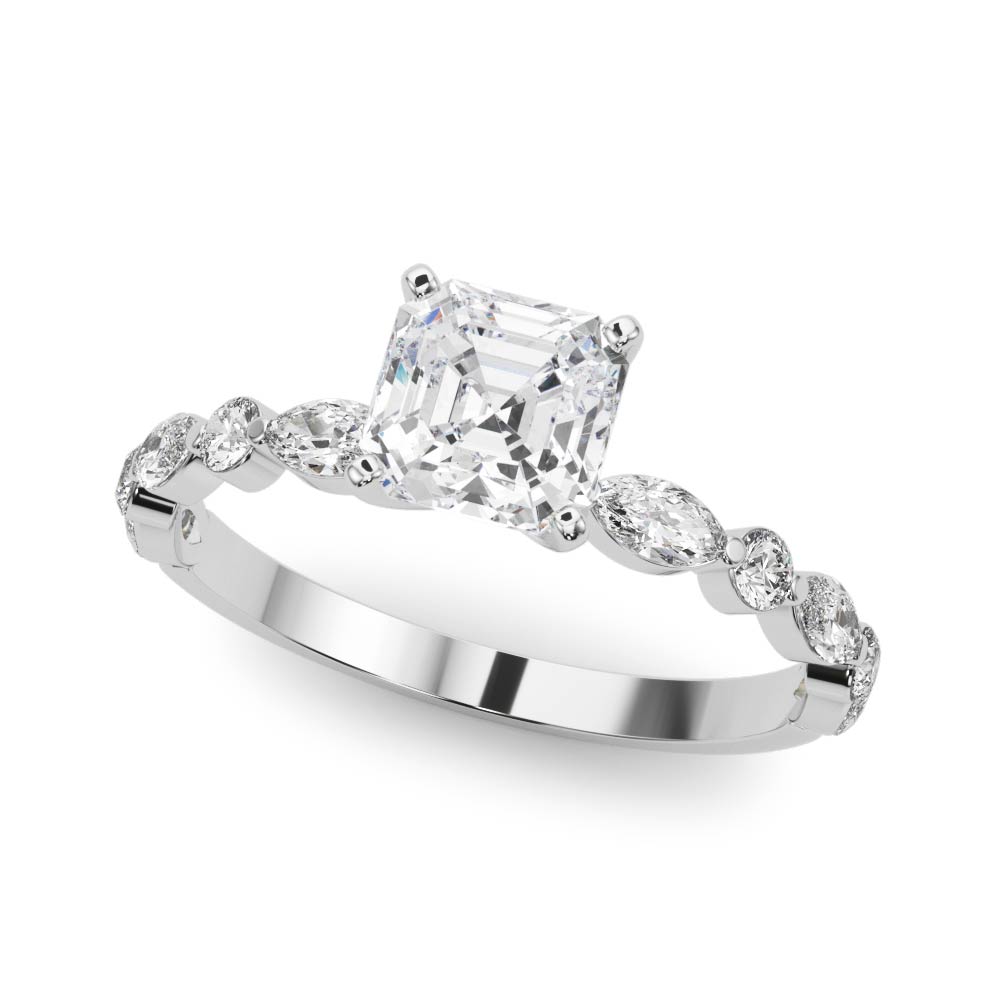 Alternating Round & Marquise Engagement Ring