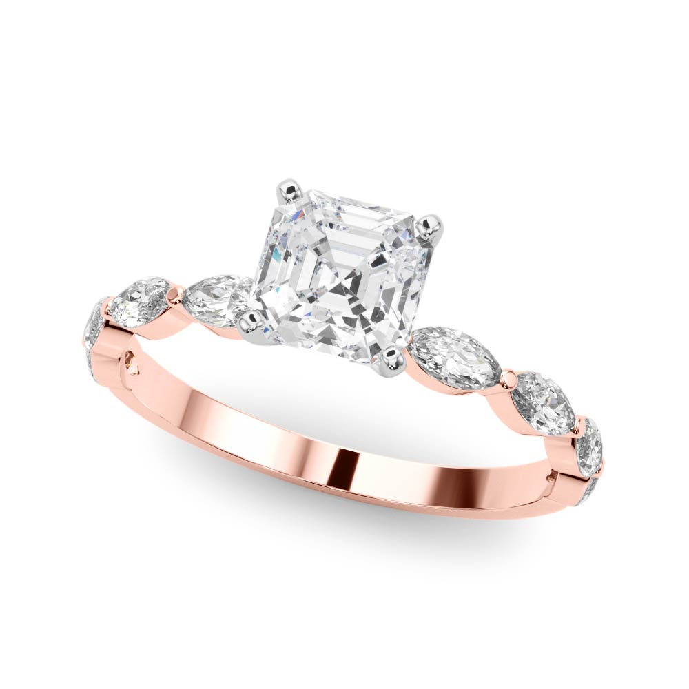 Single Shared Prong Marquise Side Engagement Ring
