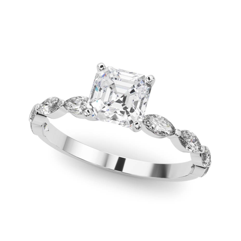 Single Shared Prong Marquise Side Engagement Ring