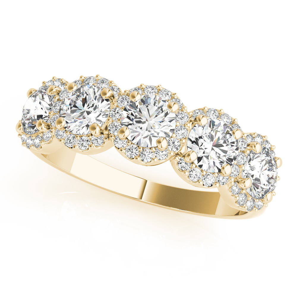 5-Stone Round Halo Wedding Bands