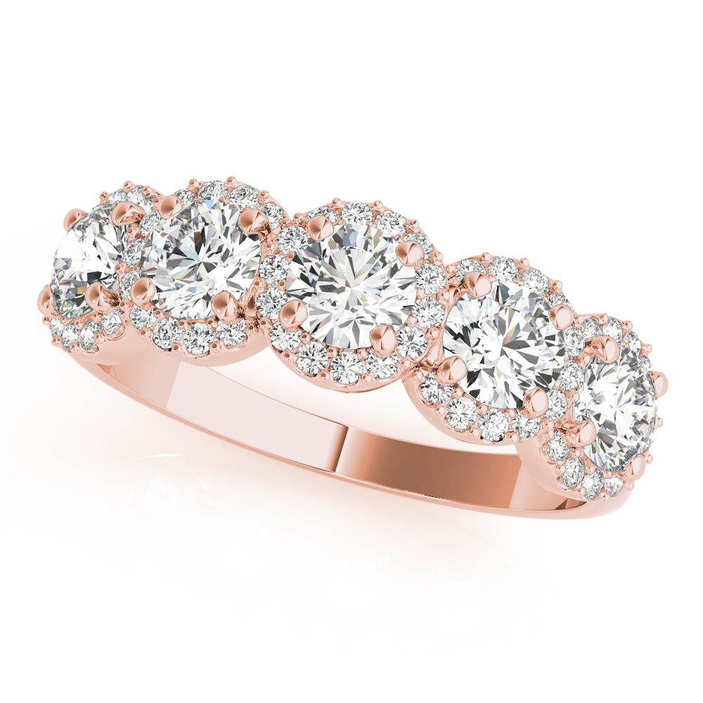 5-Stone Round Halo Wedding Bands