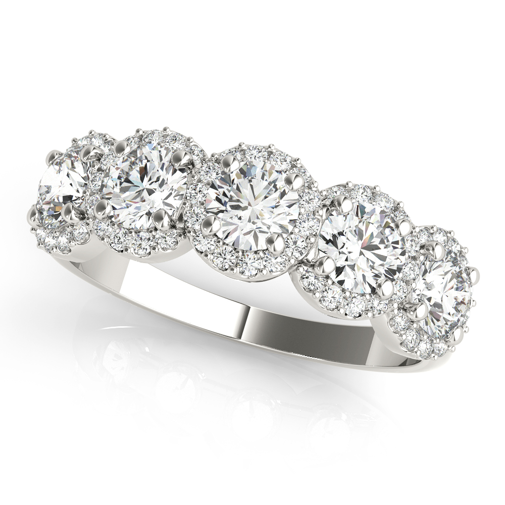 5-Stone Round Halo Wedding Bands