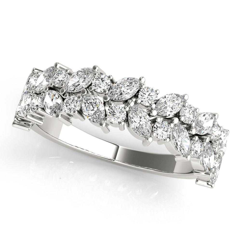 Alternating Marquise & Round 2-Row Band