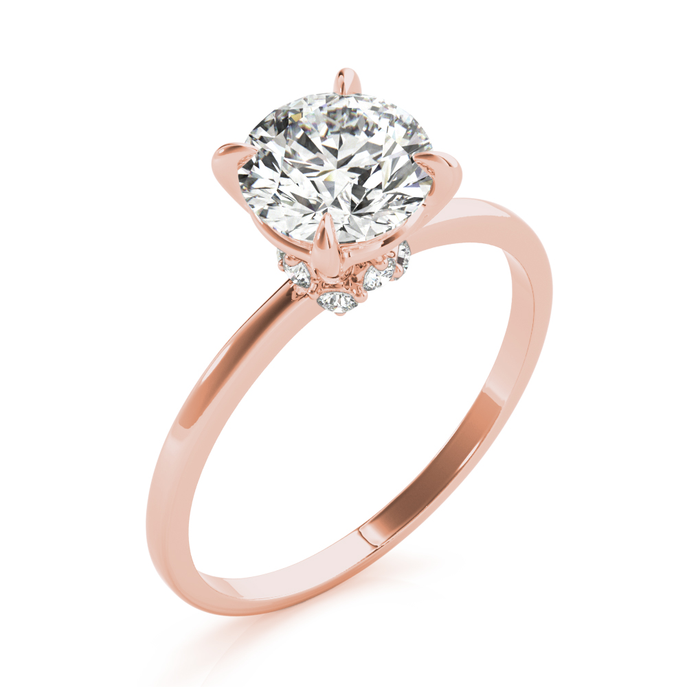 The Emilia Hidden Halo Engagement Ring, angled view